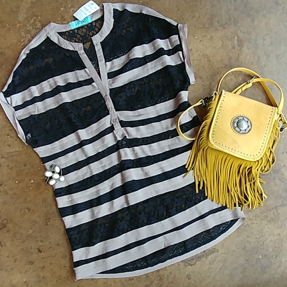 NWT...Stripe Lace Tunic
